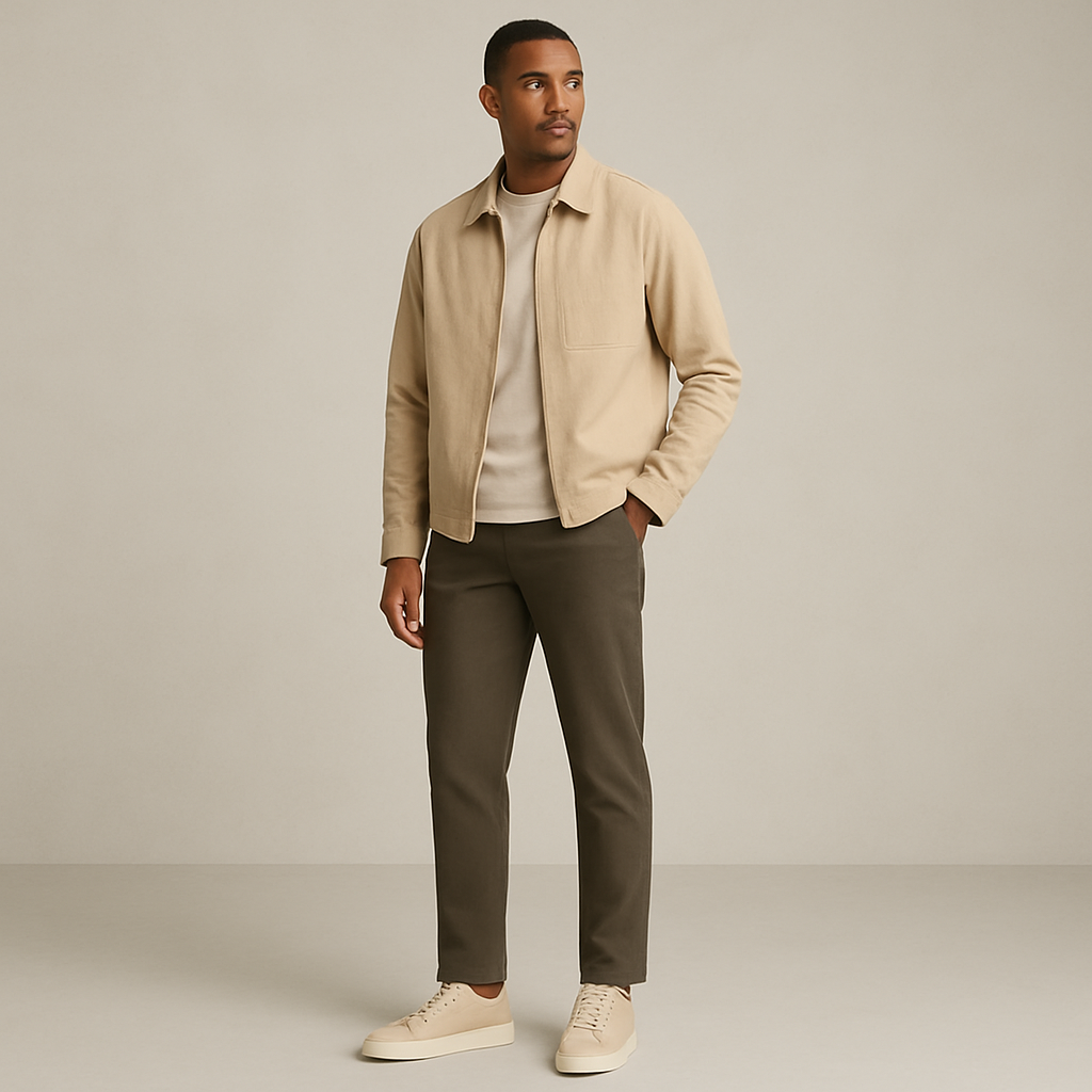Men's beige low-top lace-up sneakers with textured finish – minimalist casual shoes for everyday wear and street style