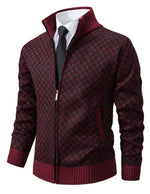 Perugia men's geometric-knit full-zip cardigan detail view