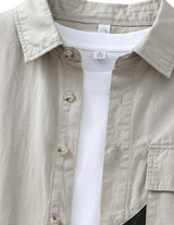 Axis - Charcoal ivory men’s contrast short sleeve buttoned shirt, top collar detail
