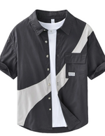 Axis - Stone black men’s cotton-blend contrast summer shirt
