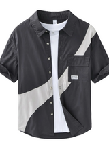 Axis - Stone black men’s cotton-blend contrast summer shirt