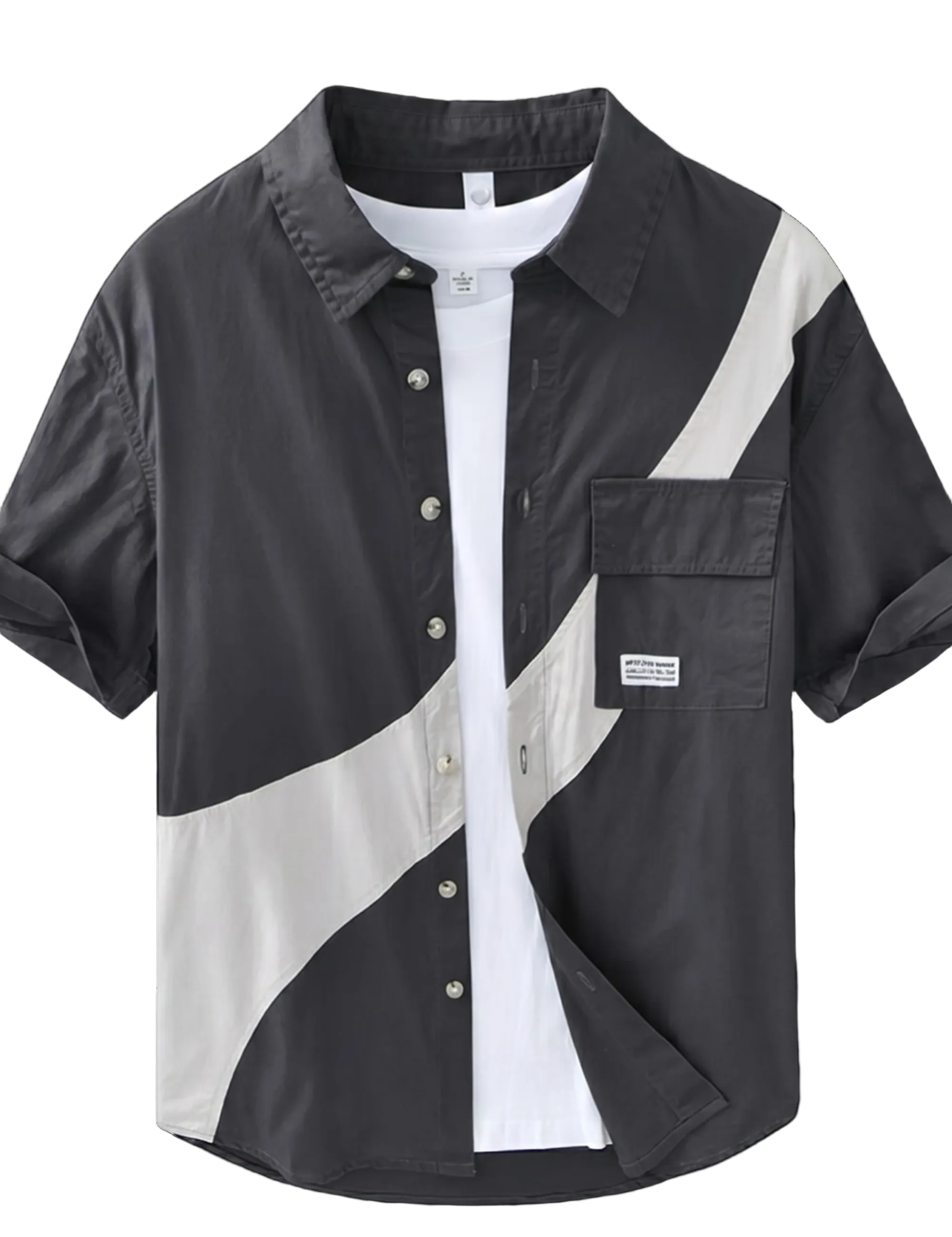 Axis - Stone black men’s cotton-blend contrast summer shirt