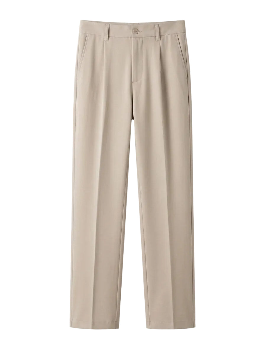 Beige dress pants on a white background