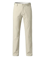 Beige men’s straight-leg trousers with side pockets