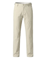 Beige men’s straight-leg trousers with side pockets