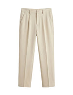 Beige pants on a light gray background