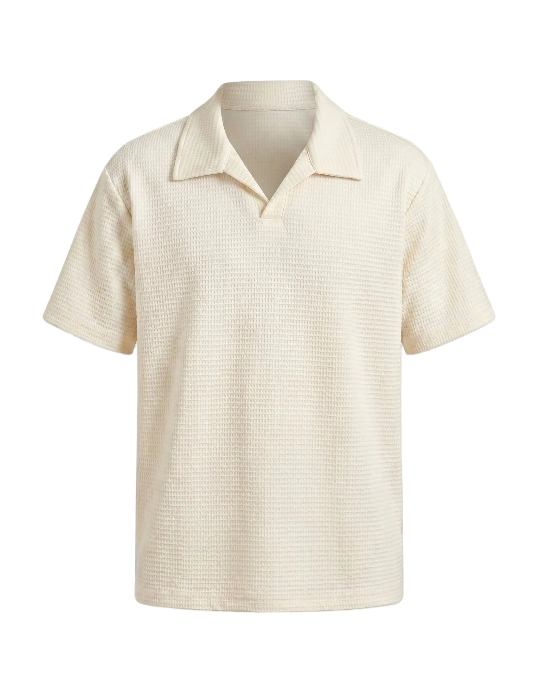 Beige polo shirt on a white background