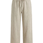 Beige relaxed-fit casual pants on a white background.