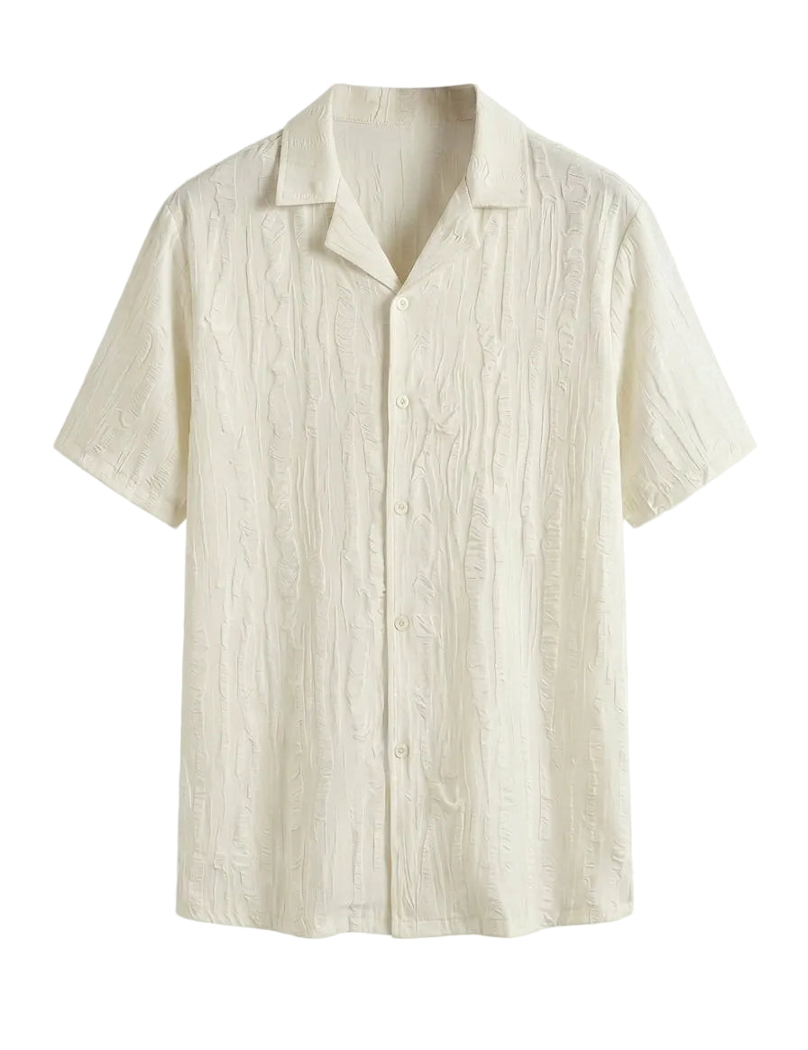 Beige short-sleeve shirt on a white background