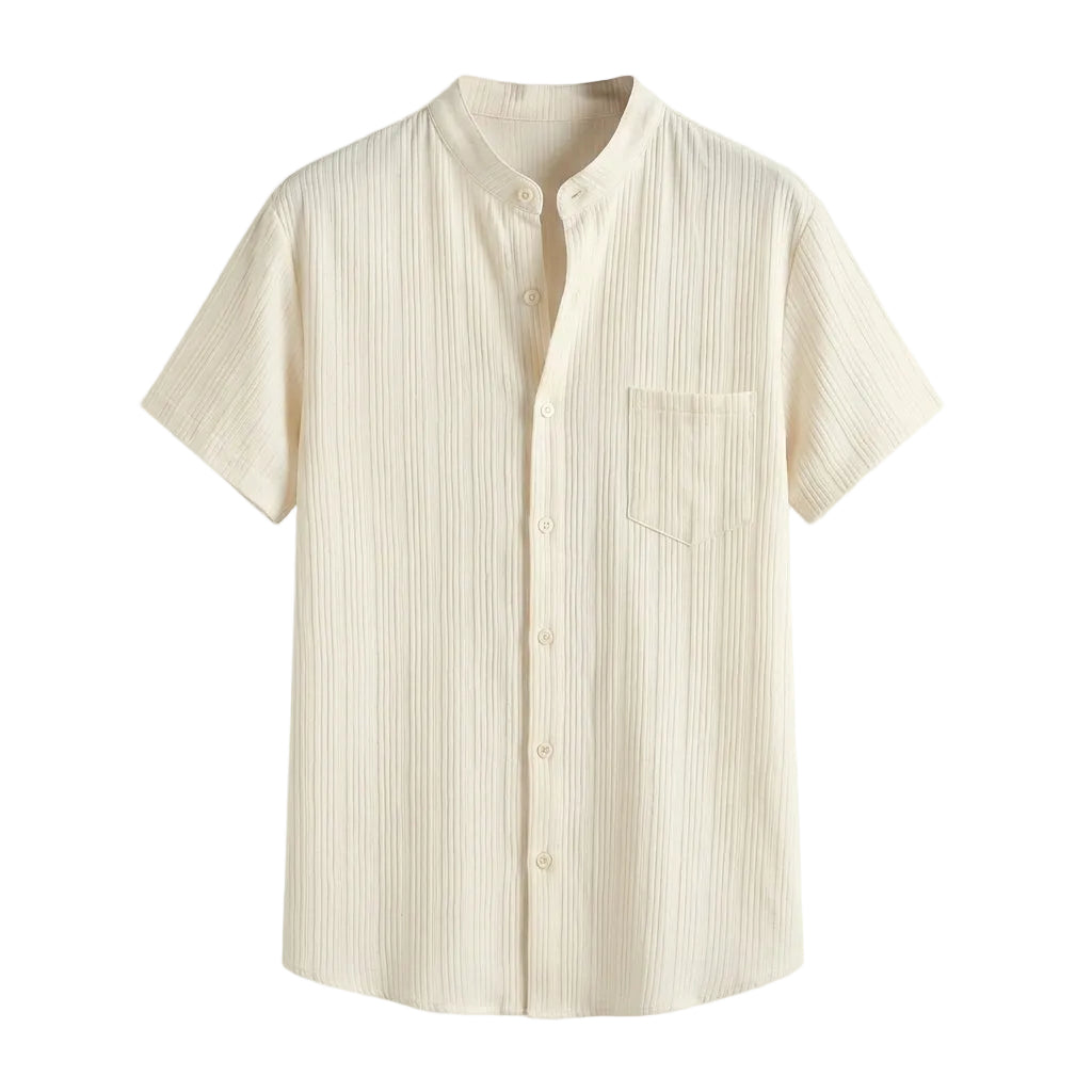 Beige striped shirt on a light gray background