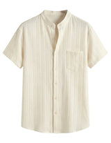 Beige striped shirt on a light gray background