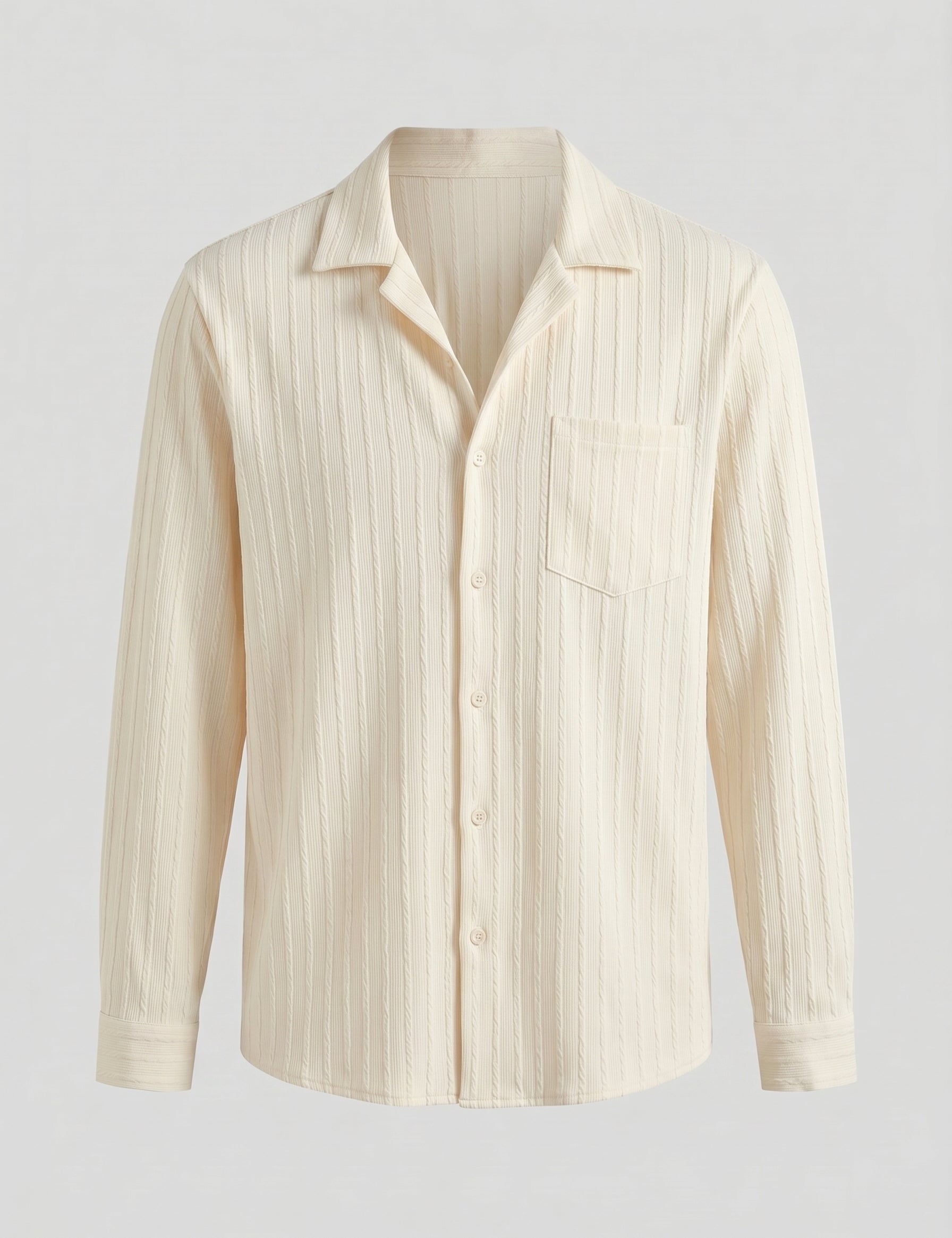 Beige striped shirt on a light gray background