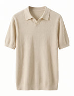Beige textured polo shirt on a white background