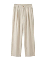 Beige wide-leg pants on a white background