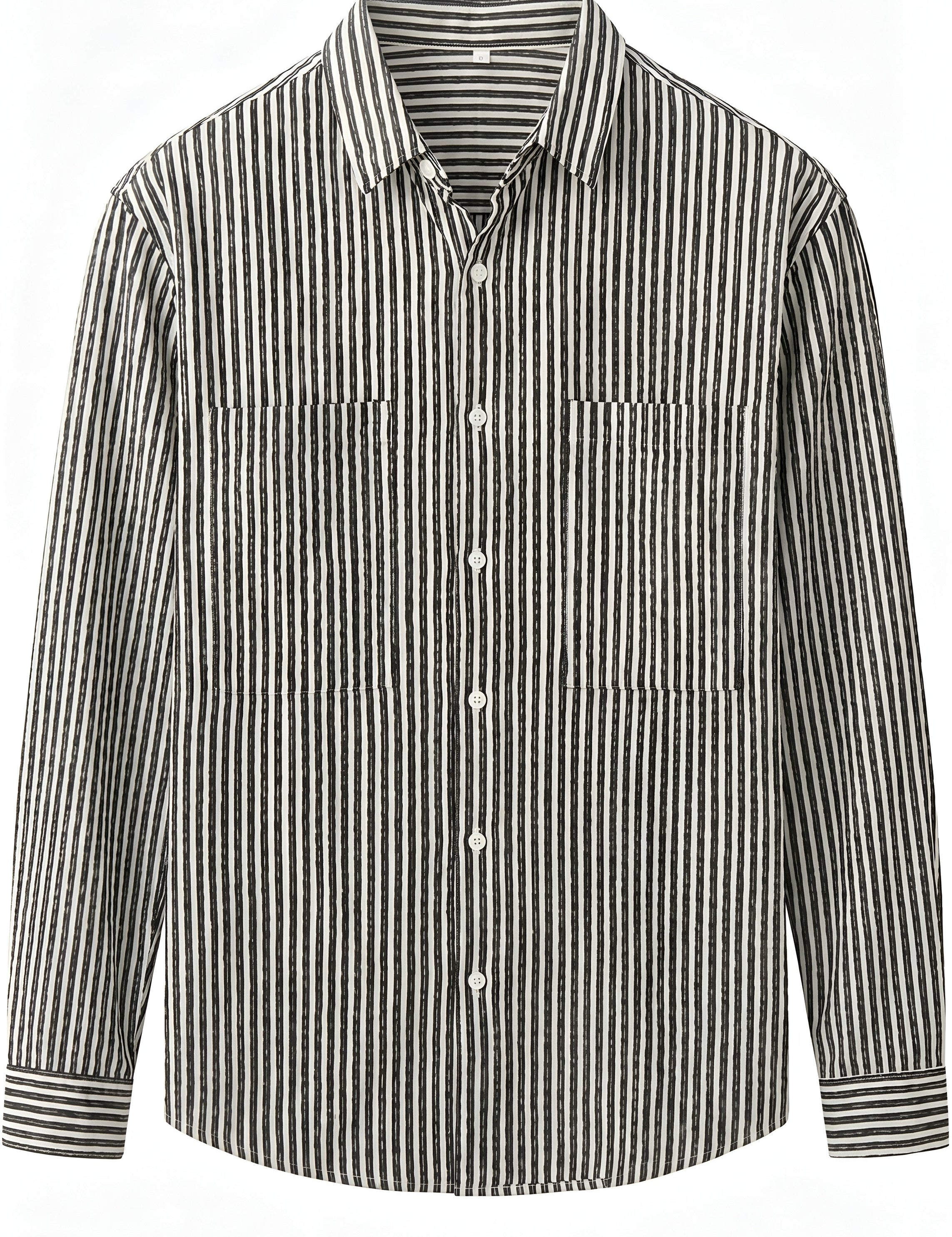 Black and white striped men’s cotton-blend striped shirt