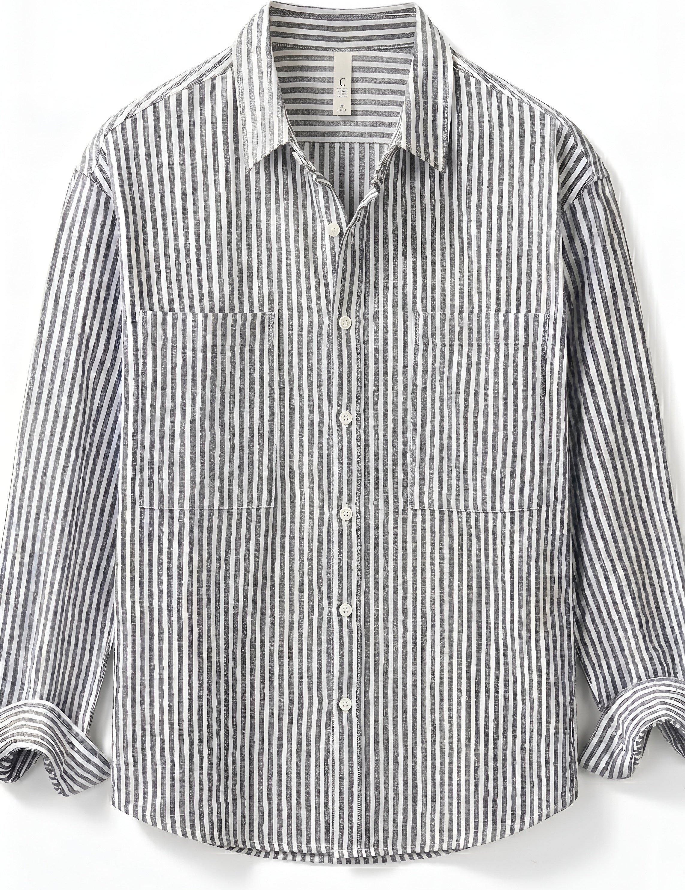 Black and white striped shirt on a white background