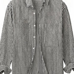 Black and white striped men’s cotton-blend striped shirt

