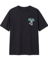 Black men’s cotton short sleeve T-shirt with small chest graphic