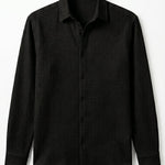 Black men’s lightweight textured button-up shirt