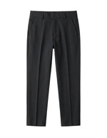 Black men’s pleated tailored pants with clean front closure and straight fit product