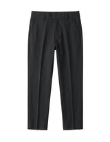 Black men’s pleated tailored pants with clean front closure and straight fit product