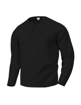Black men’s quilted long sleeve casual henley shirt
