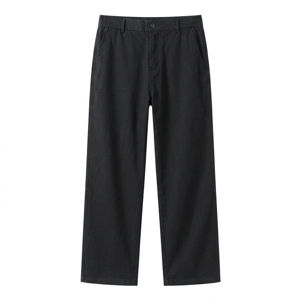Black men’s relaxed waist pocketed trousers with belt loops