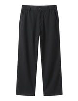 Black men’s relaxed waist pocketed trousers with belt loops