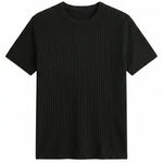 Black men’s ribbed knit short sleeve T-shirt
