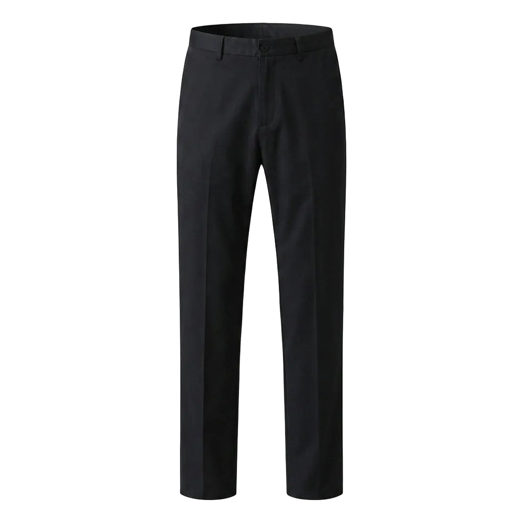 Black men’s straight fit pocketed trousers with tailored waistband
