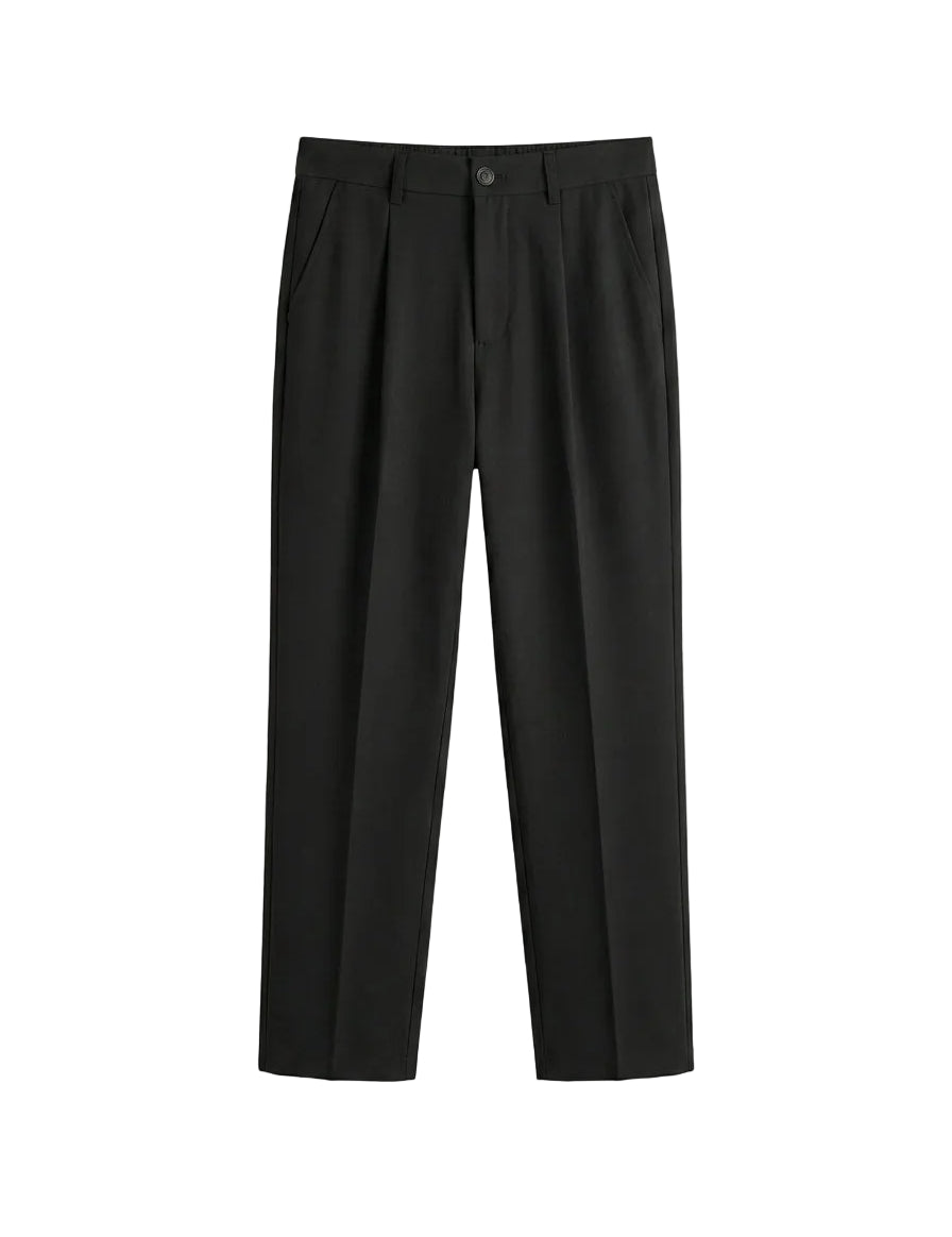 Black pants on a light gray background