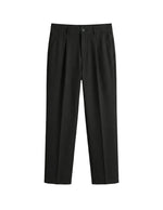 Black pants on a light gray background