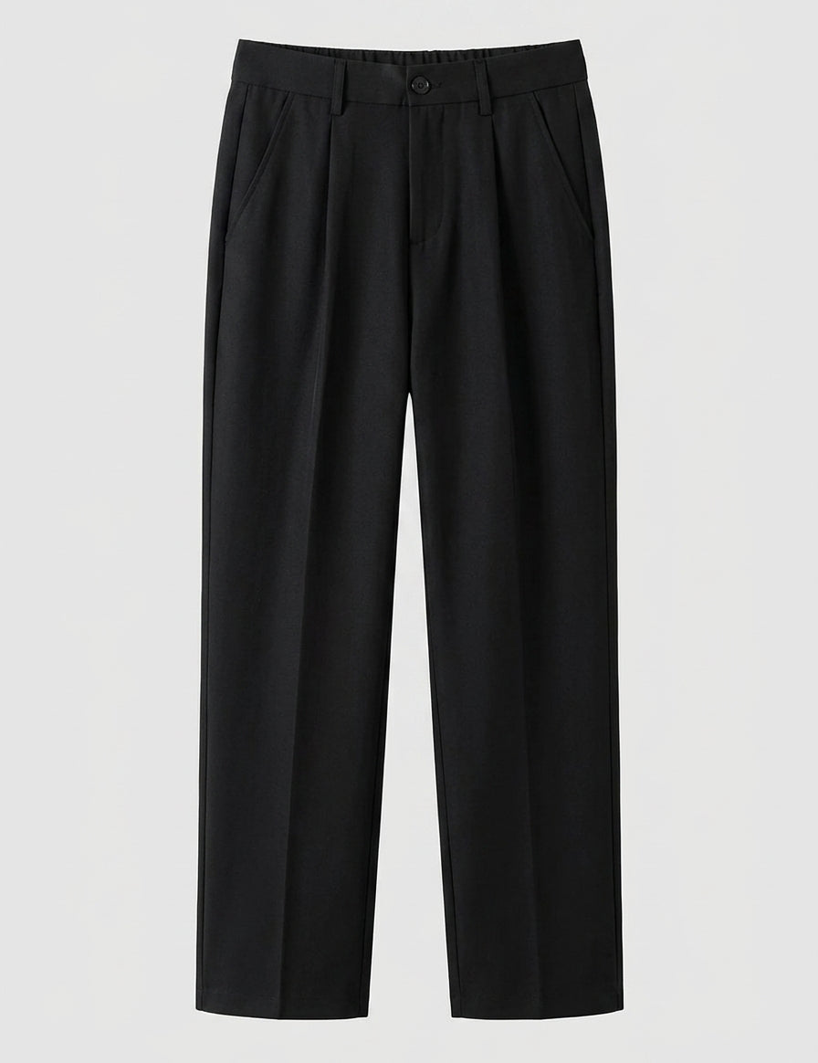 Black pants on a light gray background