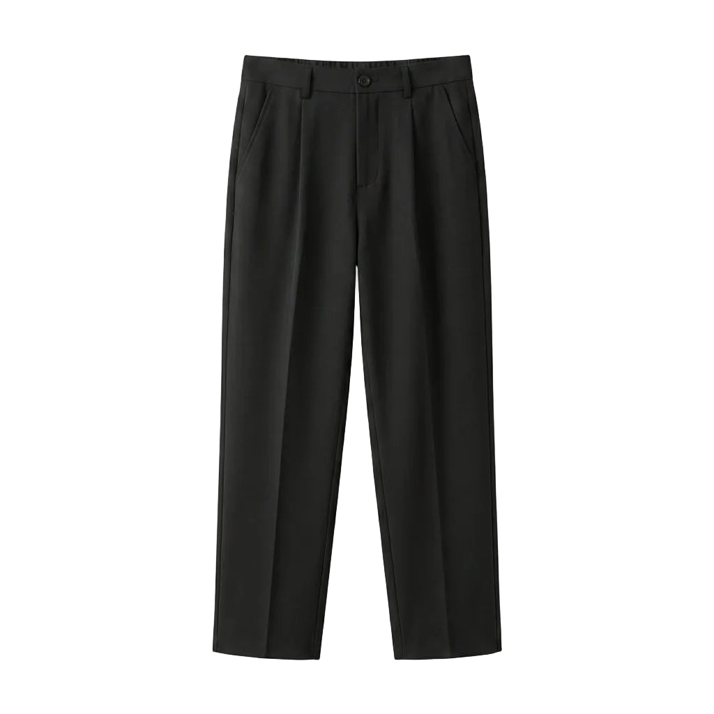 Black pants on a light gray background
