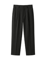 Black pants on a light gray background