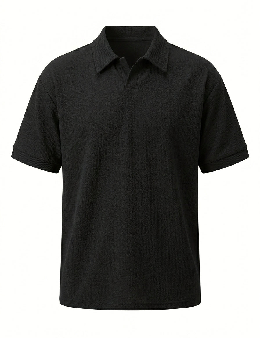 Black polo shirt on a white background