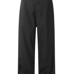 Black relaxed-fit casual pants with straight legs on a white background.