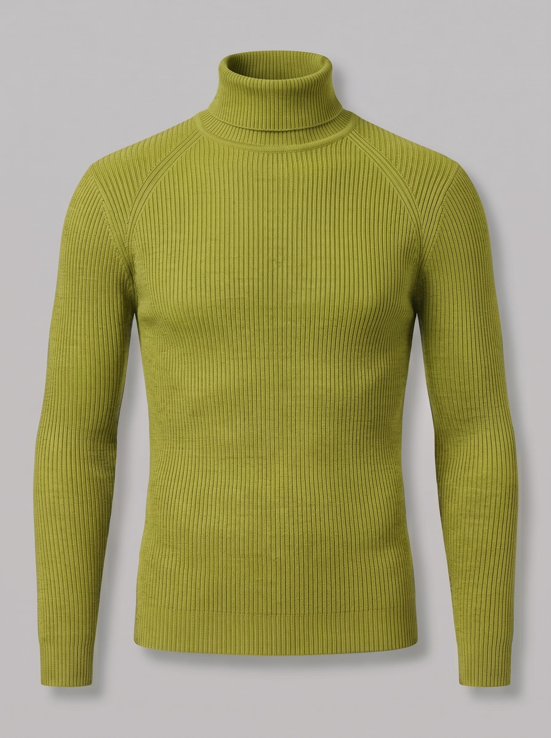 Brescia Men's Ribbed Turtleneck Sweater — grassgreen — packshot