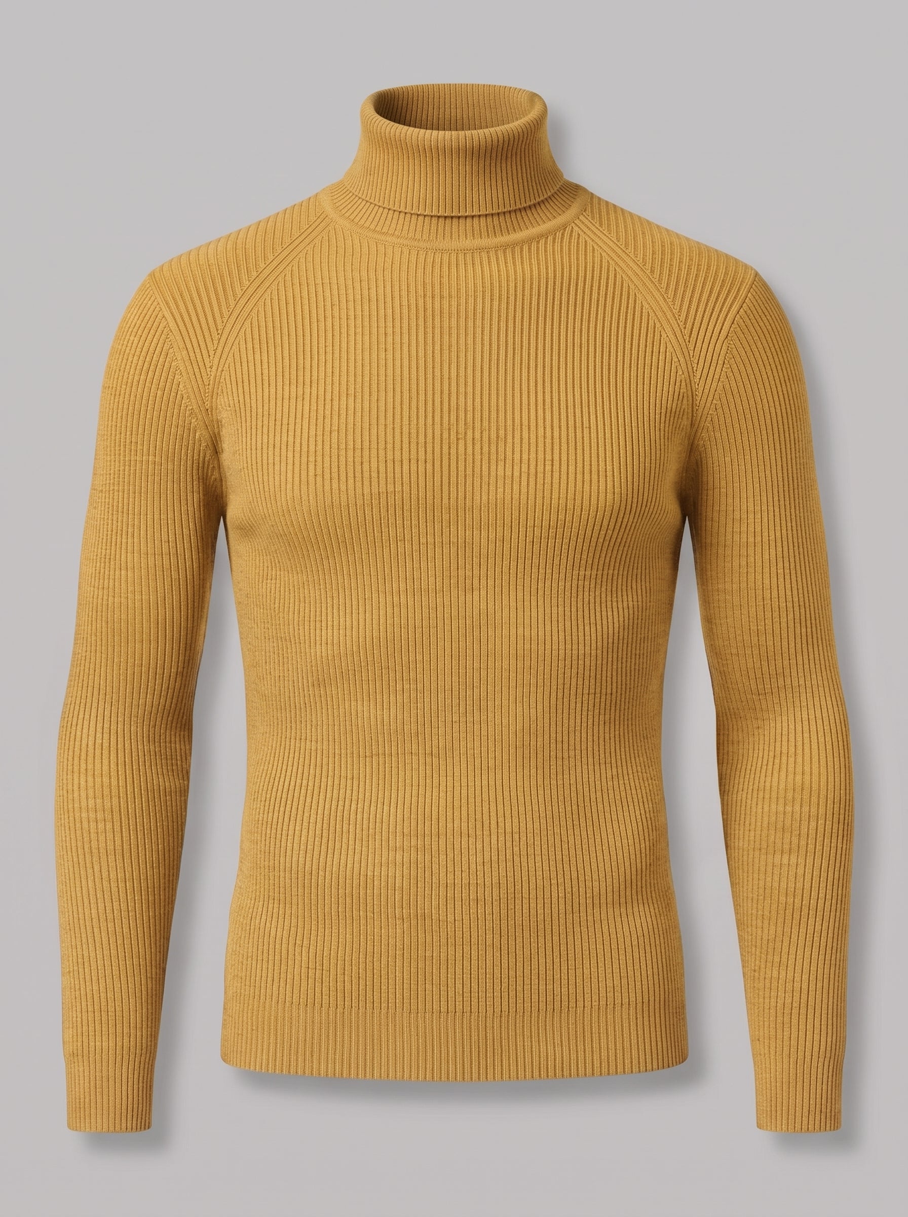 Brescia Men's Ribbed Turtleneck Sweater — yellow — packshot