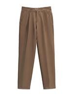 Brown men’s pleated pocketed trousers with button waistband product