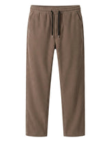 Brown men’s ribbed drawstring pants with elastic waistband and side pockets product