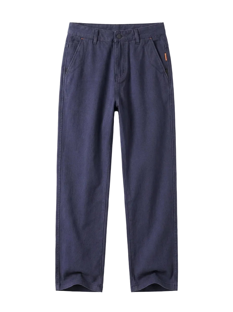 Brown relaxed-fit casual pants with straight legs on a white background.