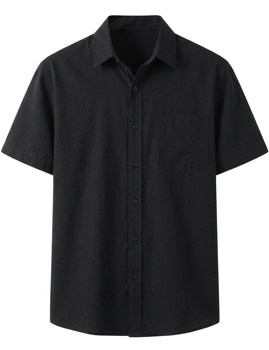 Cala - Black men’s oversized buttoned summer shirt