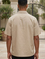 Cala - Khaki men’s oversized buttoned summer shirt - top back view