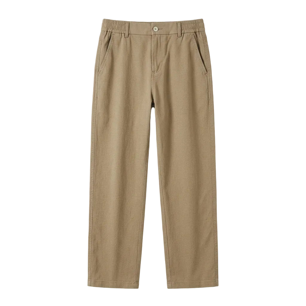 Camel men’s straight-leg trousers with button closure and side pockets