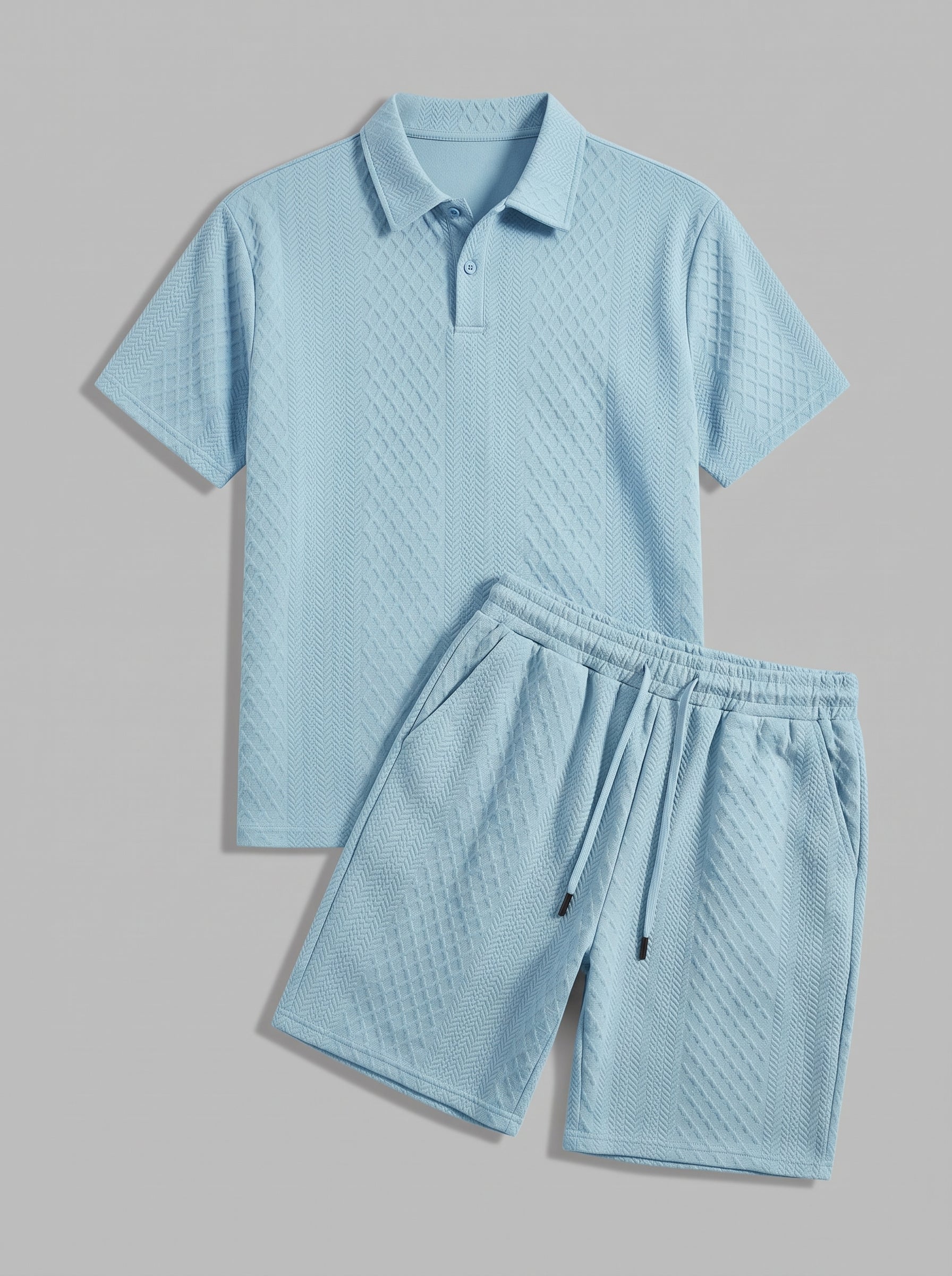 Gallipoli sæt med struktureret strikpolo og shorts til herre