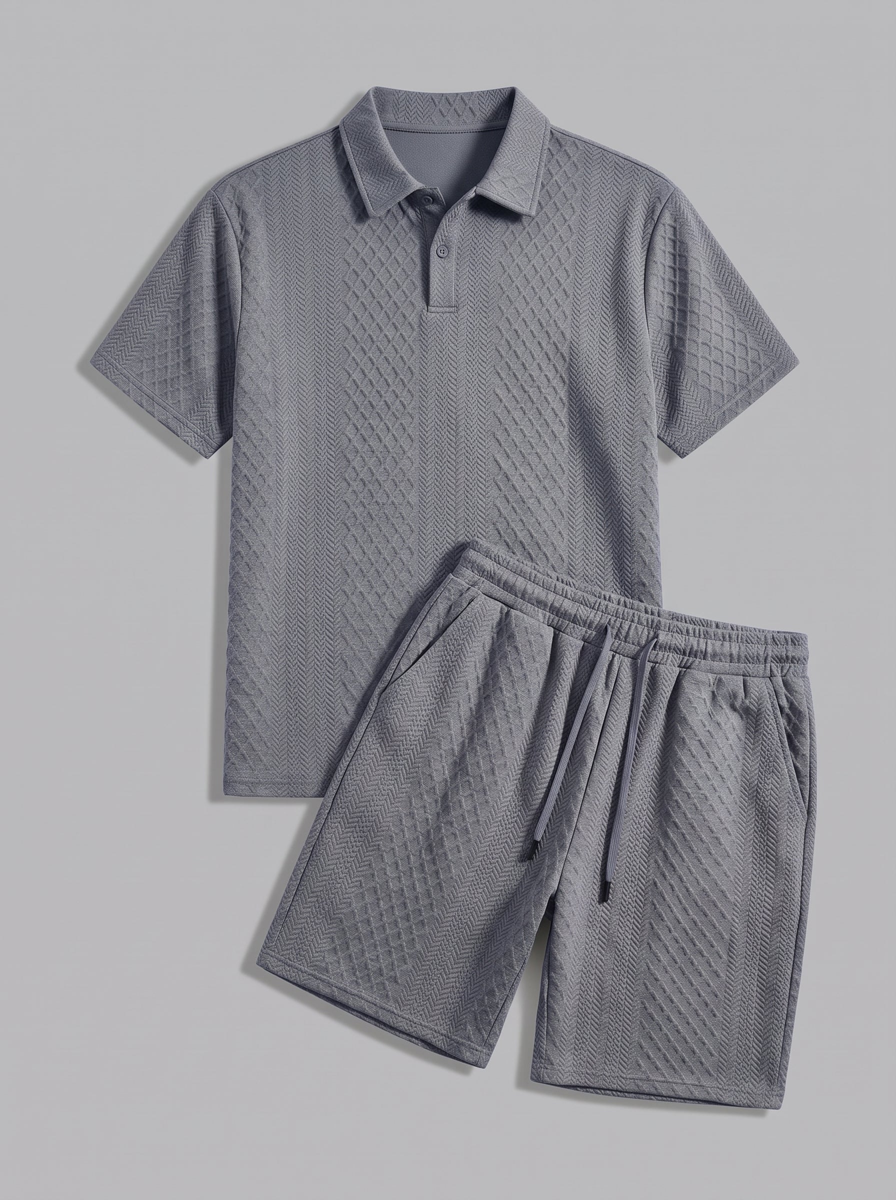 Gallipoli sæt med struktureret strikpolo og shorts til herre