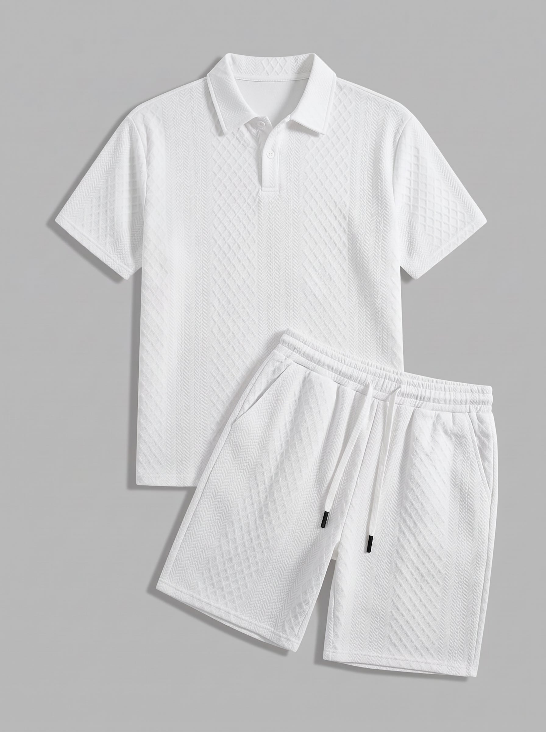 Gallipoli sæt med struktureret strikpolo og shorts til herre
