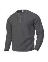 Charcoal gray men’s textured quilted henley shirt