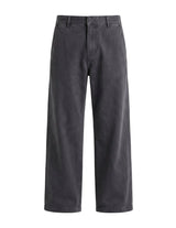 Charcoal gray relaxed-fit casual pants with straight legs on a white background.